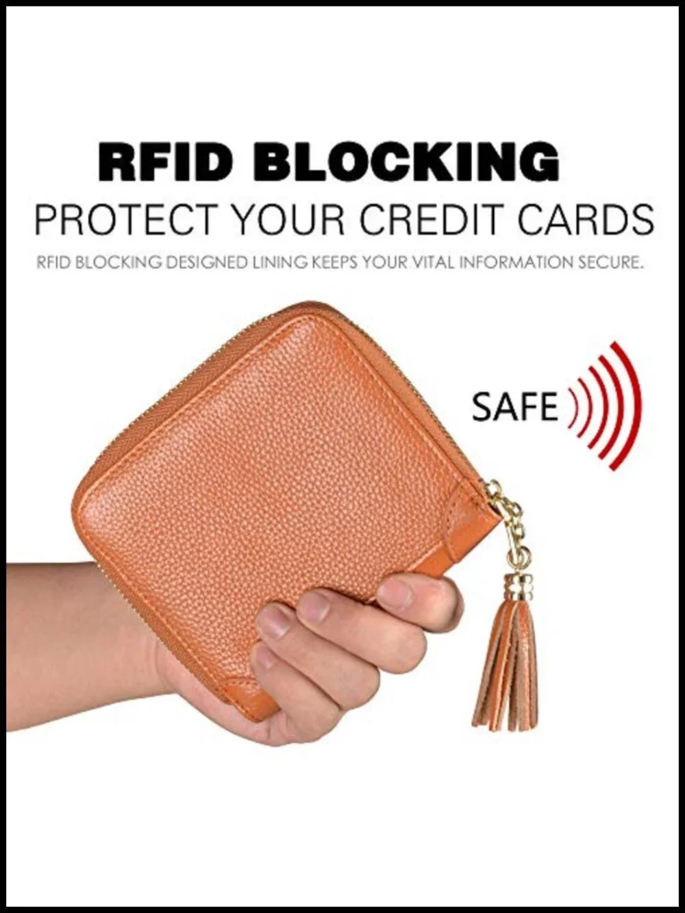 Genuine Cowhide Leather Credit Card Holder Wallet with RFID Blocking
